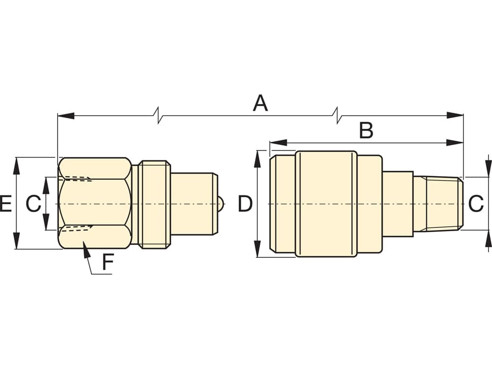 AH604, normaler hydraulischer Speed-D-Koppler, männliche Hälfte – Produktabmessungen (mm)
