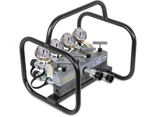 AMGC42, Split Flow Hydraulic Manifold with Gauges and Frame, For Double-Acting Cylinders