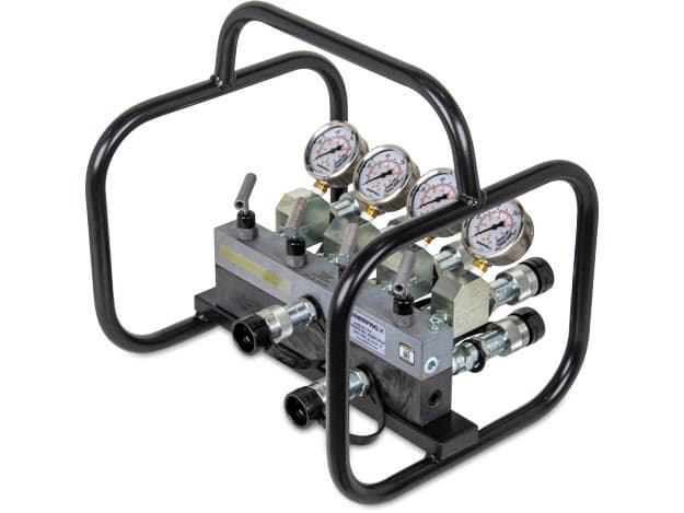 AMGC42, Split Flow Hydraulic Manifold with Gauges and Frame, For Double-Acting Cylinders