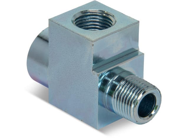 BFZ16312, Hochdruckanschlussstück, Straßen-T-Stück, 700 bar maximaler Betriebsdruck, Anschluss von 3/8" NPTF-Innengewinde auf 3/8" NPTF-Außengewinde