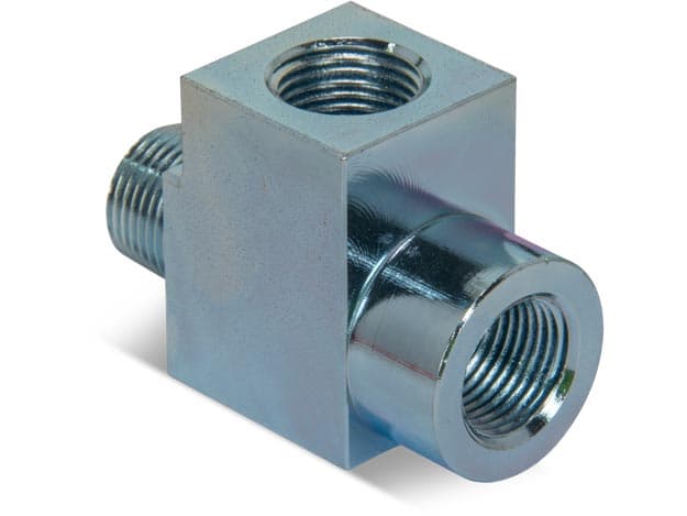 BFZ16312, Hochdruckanschlussstück, Straßen-T-Stück, 700 bar maximaler Betriebsdruck, Anschluss von 3/8" NPTF-Innengewinde auf 3/8" NPTF-Außengewinde