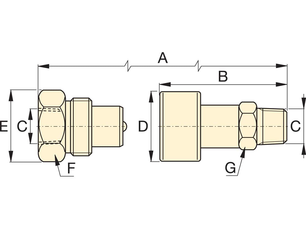 C604, High-Flow-Hydraulikkupplung, Komplettset – Produktabmessungen (mm)