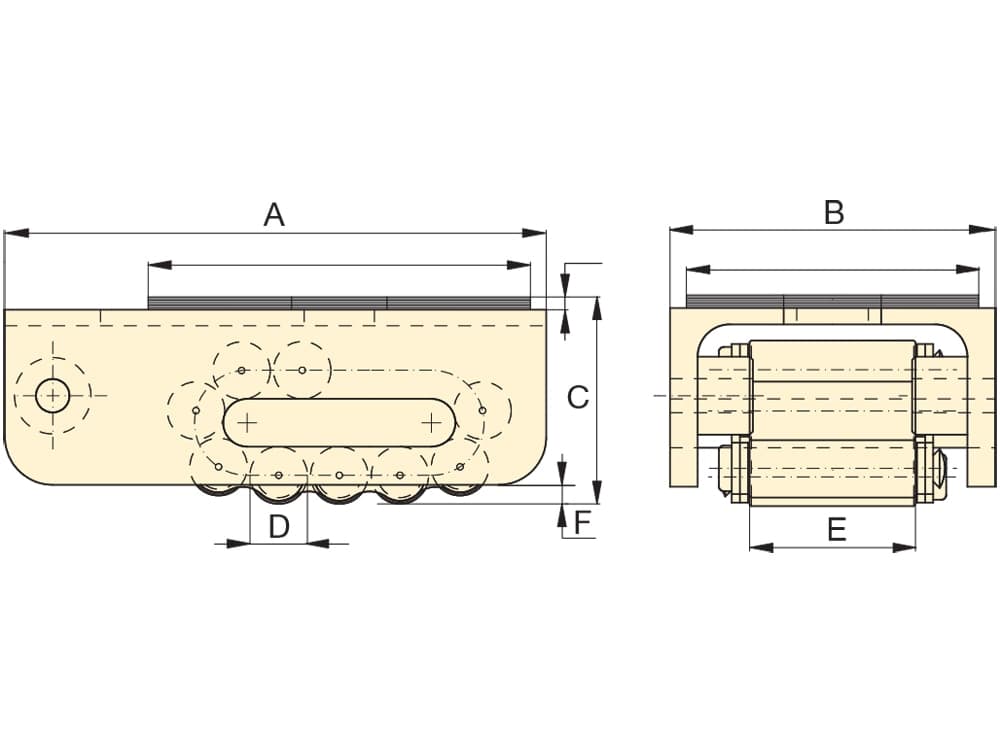 ER1, 1 tuna, Heavy Duty Caterroller Load Skate – Rozměry produktu (mm)