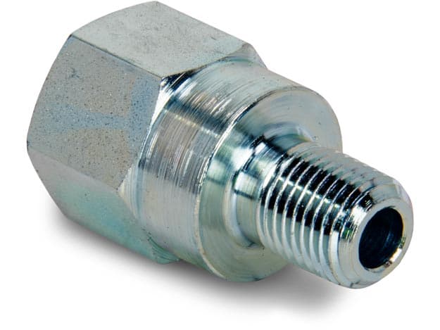 FZ1055, Hochdruckanschluss, Adapter, 10.000 psi maximaler Betriebsdruck, Anschluss von 3/8" NPTF-Innengewinde auf 1/4" NPTF-Außengewinde