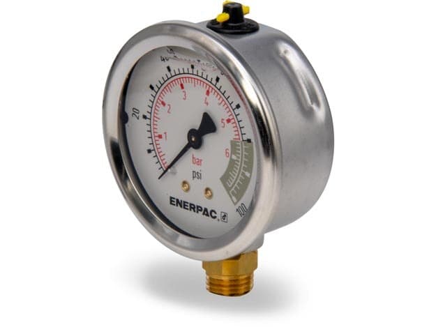 G2509L, Hydraulic Pressure Gauge, 63 mm Face, Lower Mount, Glycerine Filled, 100 maximum psi