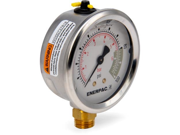 G2509L, Hydraulic Pressure Gauge, 63 mm Face, Lower Mount, Glycerine Filled, 100 maximum psi