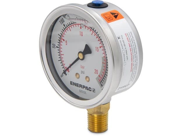 G2512L, Hydraulic Pressure Gauge, 63 mm Face, Lower Mount, Glycerine Filled, 300 maximum psi