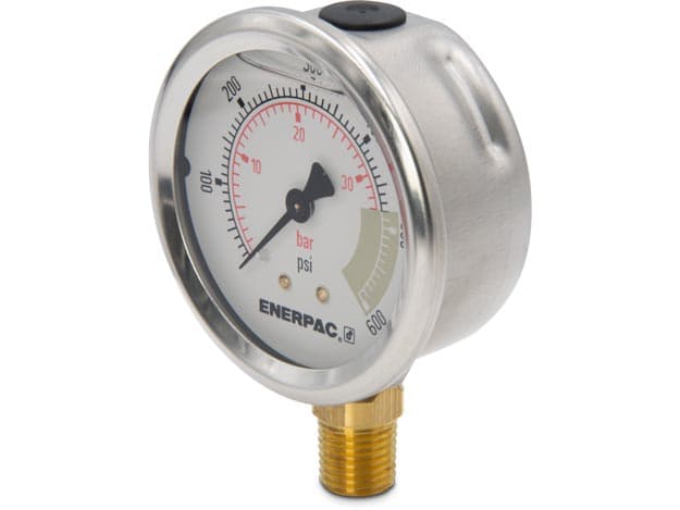 G2513L, Hydraulic Pressure Gauge, 63 mm Face, Lower Mount, Glycerine Filled, 600 maximum psi