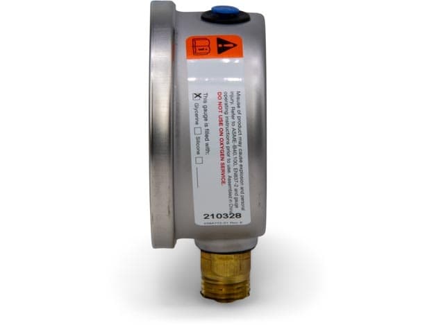 G2514L, Hydraulikmanometer, 63 mm Durchmesser, untere Montage, mit Glyzerin gefüllt, maximal 1.000 psi