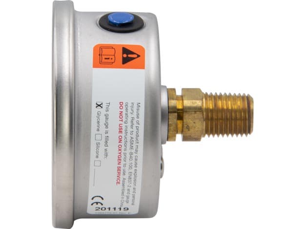 G2534R, hydraulisches Manometer, 63 mm Durchmesser, mittige hintere Montage, mit Glyzerin gefüllt, maximal 6.000 psi