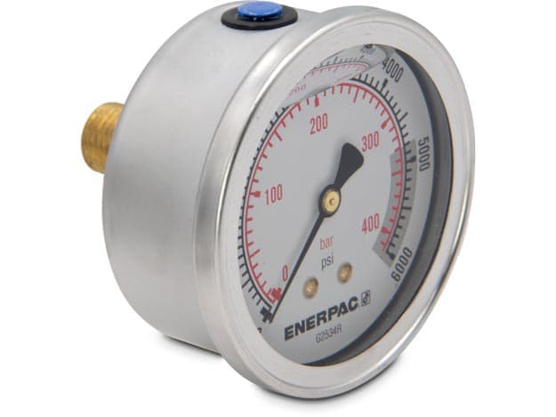 G2534R, hydraulisches Manometer, 63 mm Durchmesser, mittige hintere Montage, mit Glyzerin gefüllt, maximal 6.000 psi