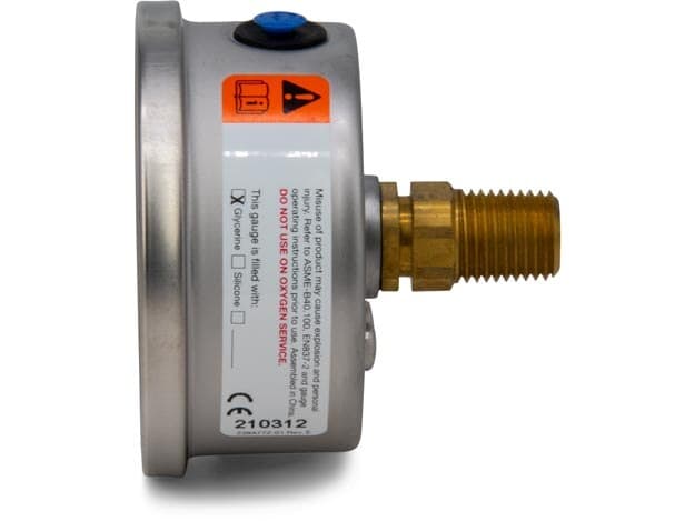 G2537R, Hydraulic Pressure Gauge, 63 mm Face, Center Rear Mount, Glycerine Filled, 10,000 maximum psi