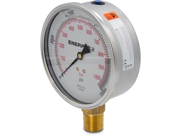 G4040L, hydraulisches Manometer, 100 mm Durchmesser, untere Montage, mit Glyzerin gefüllt, maximal 15.000 psi