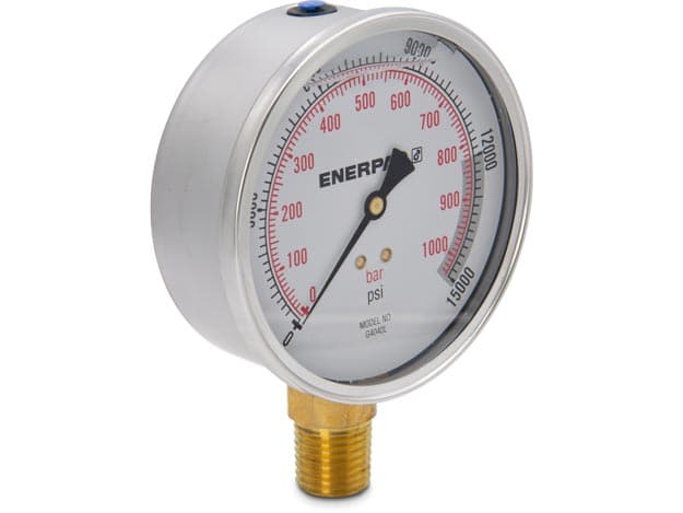 G4040L, hydraulisches Manometer, 100 mm Durchmesser, untere Montage, mit Glyzerin gefüllt, maximal 15.000 psi