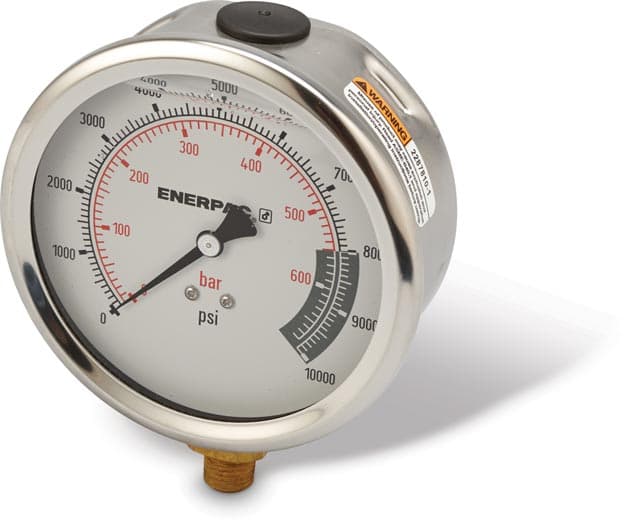 G4088L, Hydraulic Pressure Gauge, 100 mm Face, Lower Mount, Glycerine Filled, 10,000 maximum psi