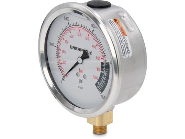 G4089L, Hydraulikmanometer, 100 mm Durchmesser, untere Montage, mit Glyzerin gefüllt, maximal 15.000 psi