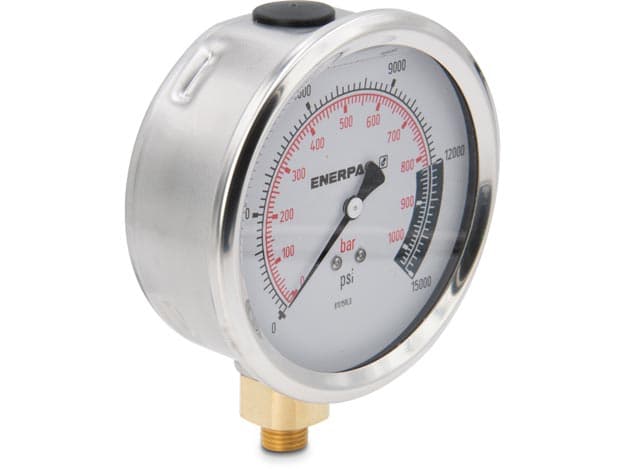 G4089L, Hydraulikmanometer, 100 mm Durchmesser, untere Montage, mit Glyzerin gefüllt, maximal 15.000 psi