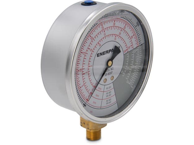 GF835P, měřič hydraulické síly a tlaku, imperiální stupnice, pro použití s válci 25 a 50 tun