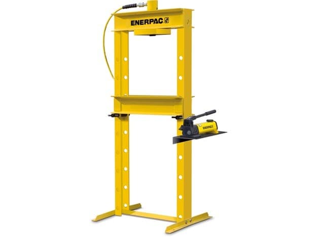 Hydraulický lis IPH1234, 10 tun, H-rám s dvoučinným válcem RR1010 a ruční pumpou P84
