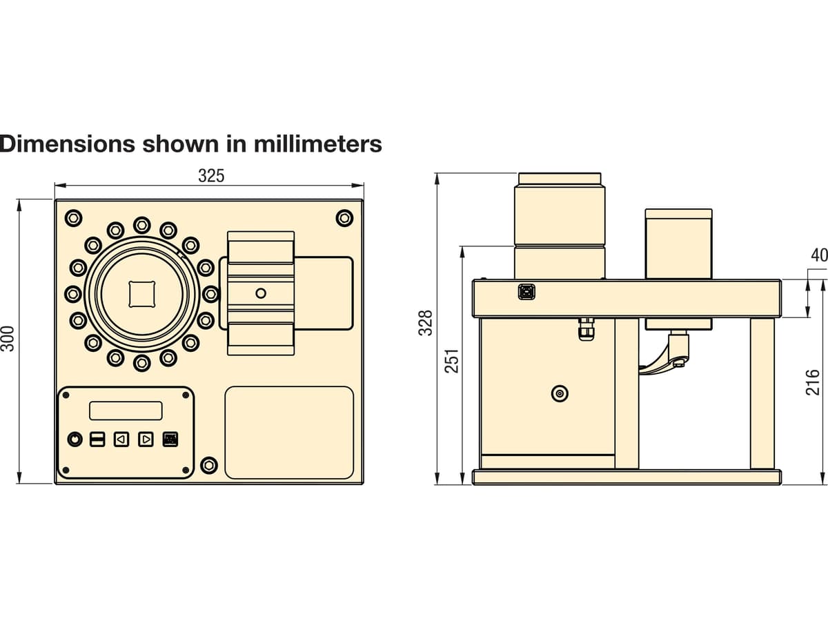 MCS7500C, mobiles Kalibriersystem mit Tragetasche – Produktabmessungen (mm)