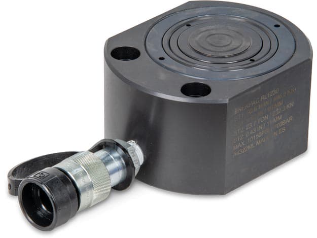 RLT230, nosnost 26,1 tuny, zdvih 27 mm, teleskopický hydraulický válec s nízkou výškou, vícestupňový
