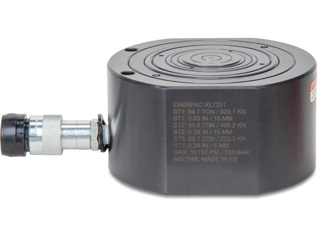 RLT231, 26,1 Tonnen Tragfähigkeit, 32 mm Hub, mehrstufiger Teleskop-Hydraulikzylinder mit geringer Höhe