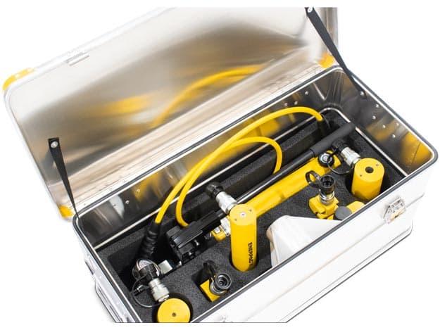 SC10HTBE, 10 Ton, Four Hydraulic Cylinders and Hand Pump Toolbox Set