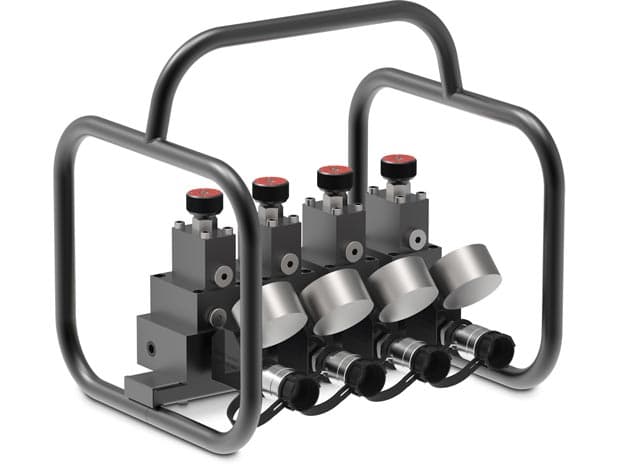 SFM41, Split Flow Hydraulic Manifold with Gauges and Frame, For Single-Acting Cylinders