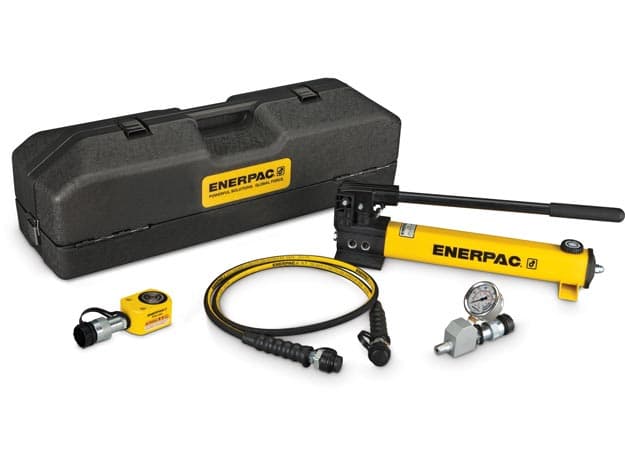 SRS100TB, 10 Tonnen, 11 mm Hub, hydraulischer Werkzeugkasten, Hydraulikzylinder mit niedriger Höhe und Handpumpensatz