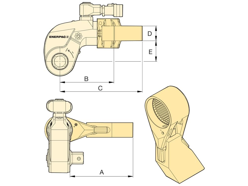 SRS1102X, verlängerter Reaktionsarm für hydraulische Drehmomentschlüssel S11000X X-Edition – Produktabmessungen (mm)