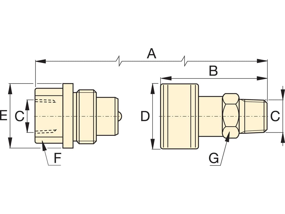TR630, hydraulische Spin-On-Kupplung, weibliche Hälfte – Produktabmessungen (mm)