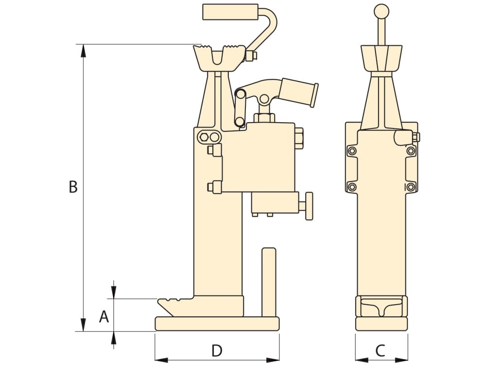 TJ109B, 10 Ton, 229 mm Stroke, POW'R-CLAW Hydraulic Track Jack – Product Dimensions (mm)