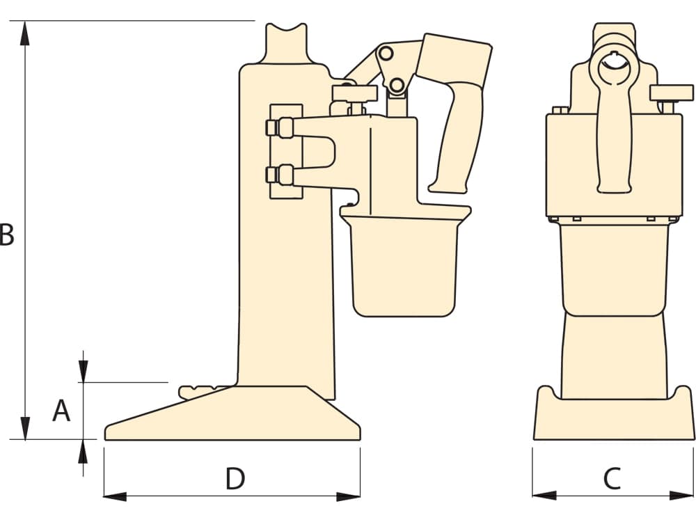 TJ109LS, 10 Tonnen, 229 mm Hub, hydraulischer POW'R-CLAW-Raupenheber – Produktabmessungen (mm)