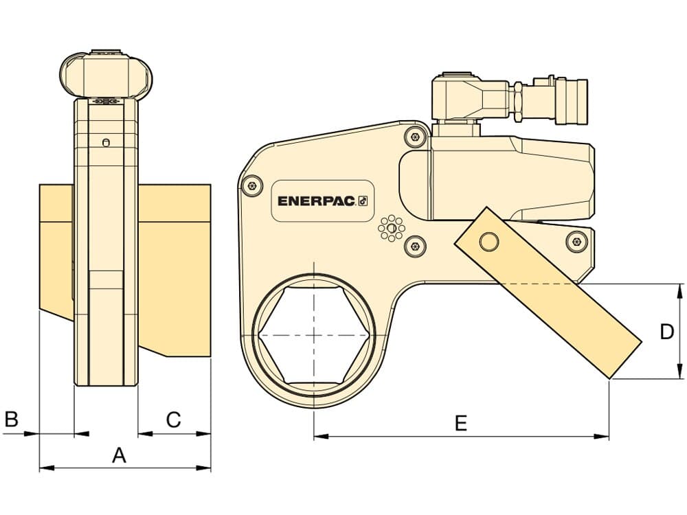 WRP40, Reaktionspaddel für hydraulische Drehmomentschlüssel W4000X X-Edition – Produktabmessungen (mm)