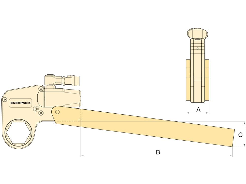 WTE20, Extended Reaction Arm for W2000X X-Edition Hexagon Wrenches – Product Dimensions (mm)