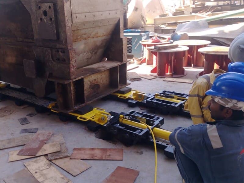 Modular Low-Height Skidding System Speeds Up Move of 85 ton Ceramic Press