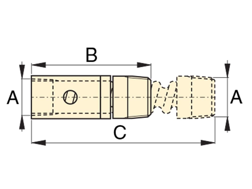 A650, 2,5-Tonnen-RC-Zylinderaufsatz, Slip-Lock-Verlängerung – Produktabmessungen (mm)