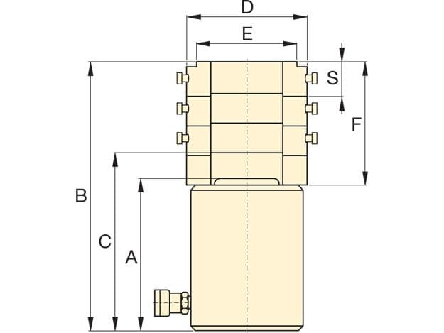CR30S, 30-Tonnen-Crib-Ring-Set für RCS302-Zylinder – Produktabmessungen (mm)