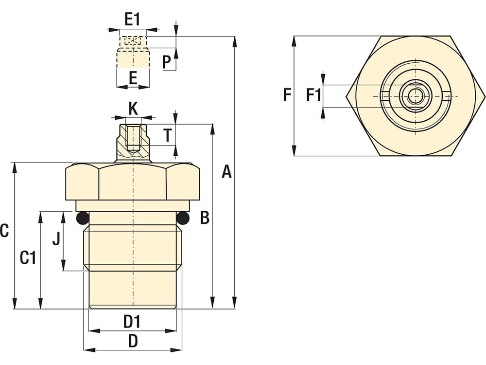 CSM10132, 11,3 kN Kapazität, 13 mm Hub, Verteiler-Hydraulikzylinder – Produktabmessungen (mm)