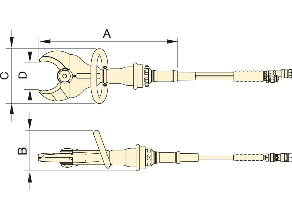 EDCH145, Hydraulické vyřazovací frézy, Maximální apertura čepele 144,8 mm – Rozměry produktu (mm)