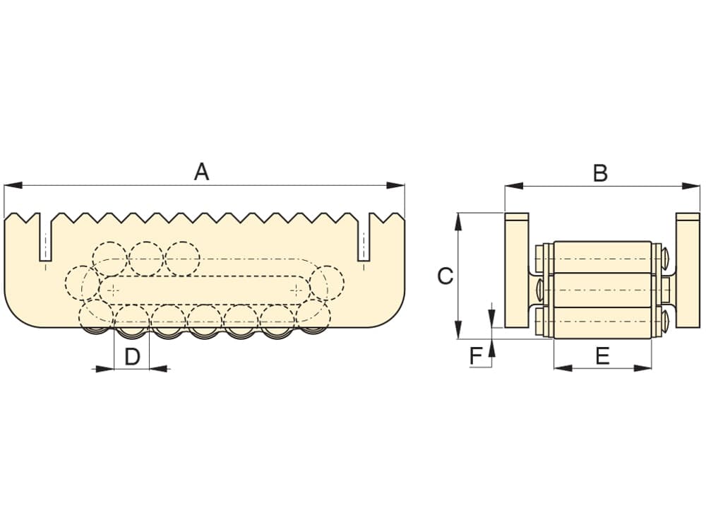 ER10, 10 tun, Heavy Duty Caterroller Load Skate – Rozměry produktu (mm)