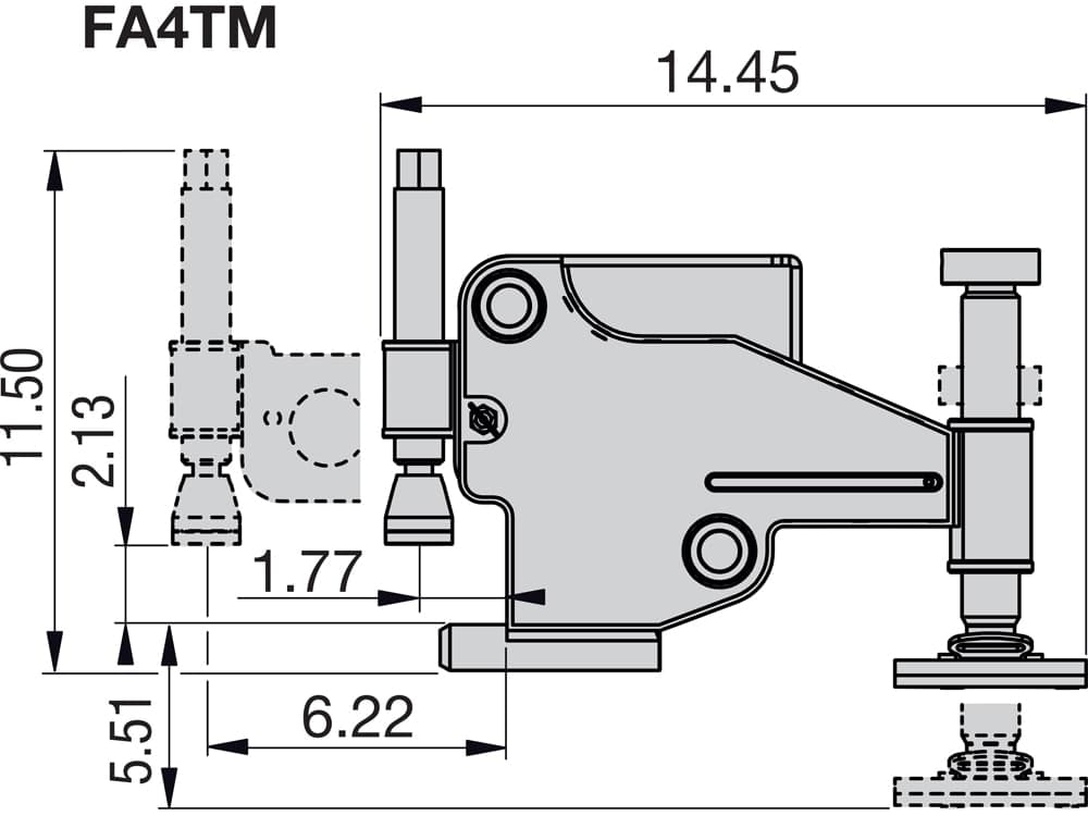 FA4TMSTD, 4,5 Tonnen, mechanischer Flanschausrichtungswerkzeugsatz – Produktabmessungen (mm)