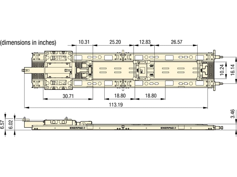 LHS4-2, Low Height Skidding System, 25 ton Push Capacity – Product Dimensions (mm)