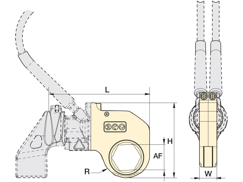 RLP3055M, RSL3000 Metrische Kassette, 55 mm Sechskant-AF-Größe – Produktabmessungen (mm)
