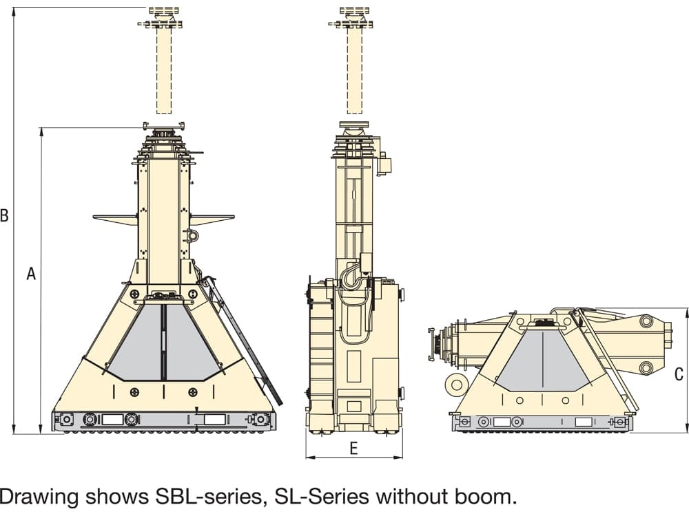 SL60, 67 Ton, Hydraulic Gantry – Product Dimensions (mm)